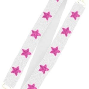 Hot Pink star studded guitar strap